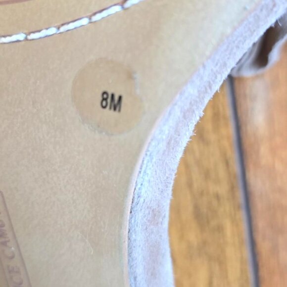 VINCE CAMUTO Carlista Taupe Tan Ruffled Pleated Block Sandal - Picture 5 of 6